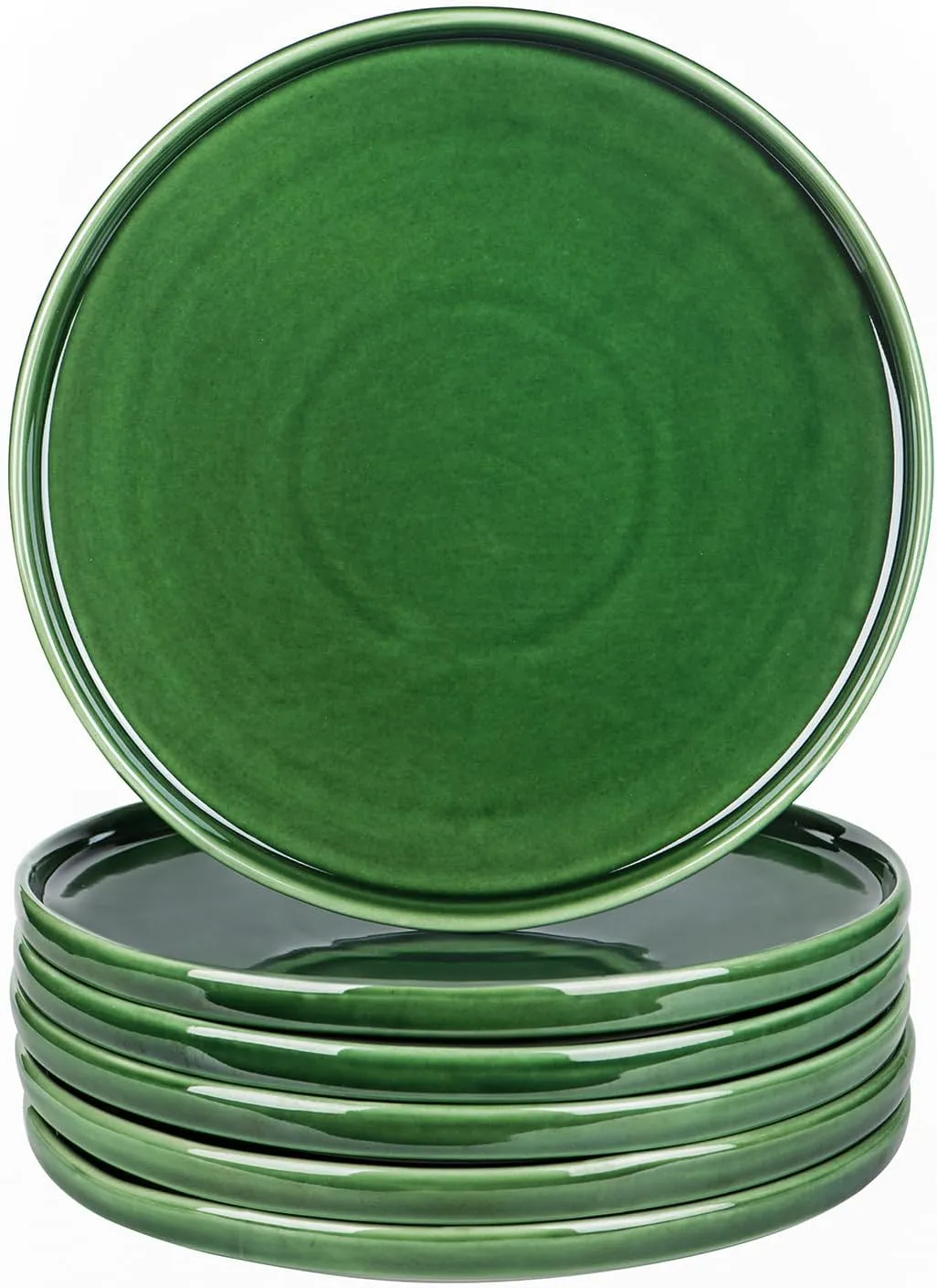 vicrays Ceramic Dinner Plates Set - Porcelain 10 Inch Flat Steak Pasta Pizza Plate Home Party Restaurant Plate Scratch Resistant Microwave Oven and Dishwasher Safe Set of 6 Green