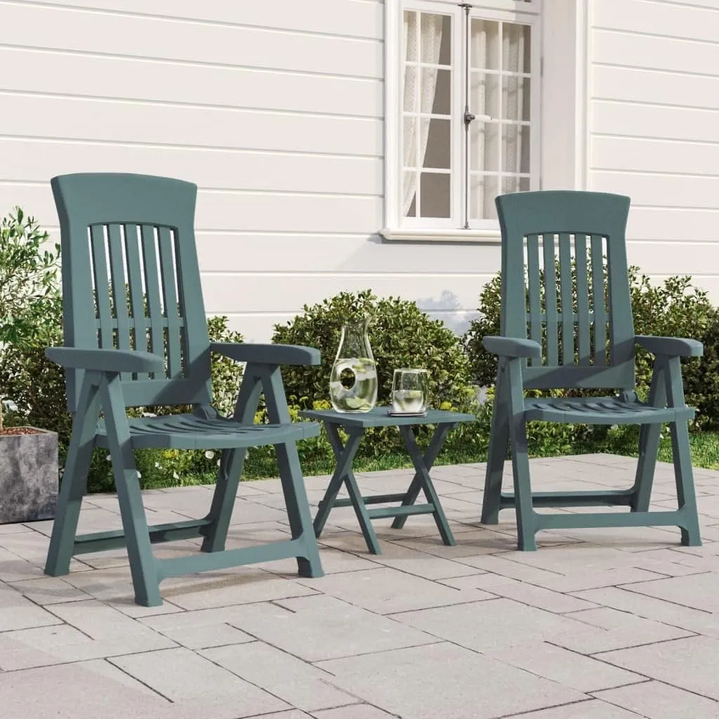 vidaXL Set of 2 Patio Reclining Chairs - Adjustable Backrest, Foldable, Lightweight & Easy to Move - Durable & Weather-Resistant Polypropylene Construction - Green