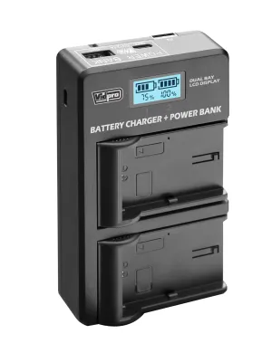 Vidpro VDL Dual-Bay LCD Display Charger   Power Bank F/7.2V & 7.4V Camera Batteries