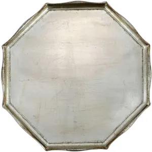 Vietri Florentine Wooden Accessories Platinum Octagonal Tray, Serving Platter, Table Decor