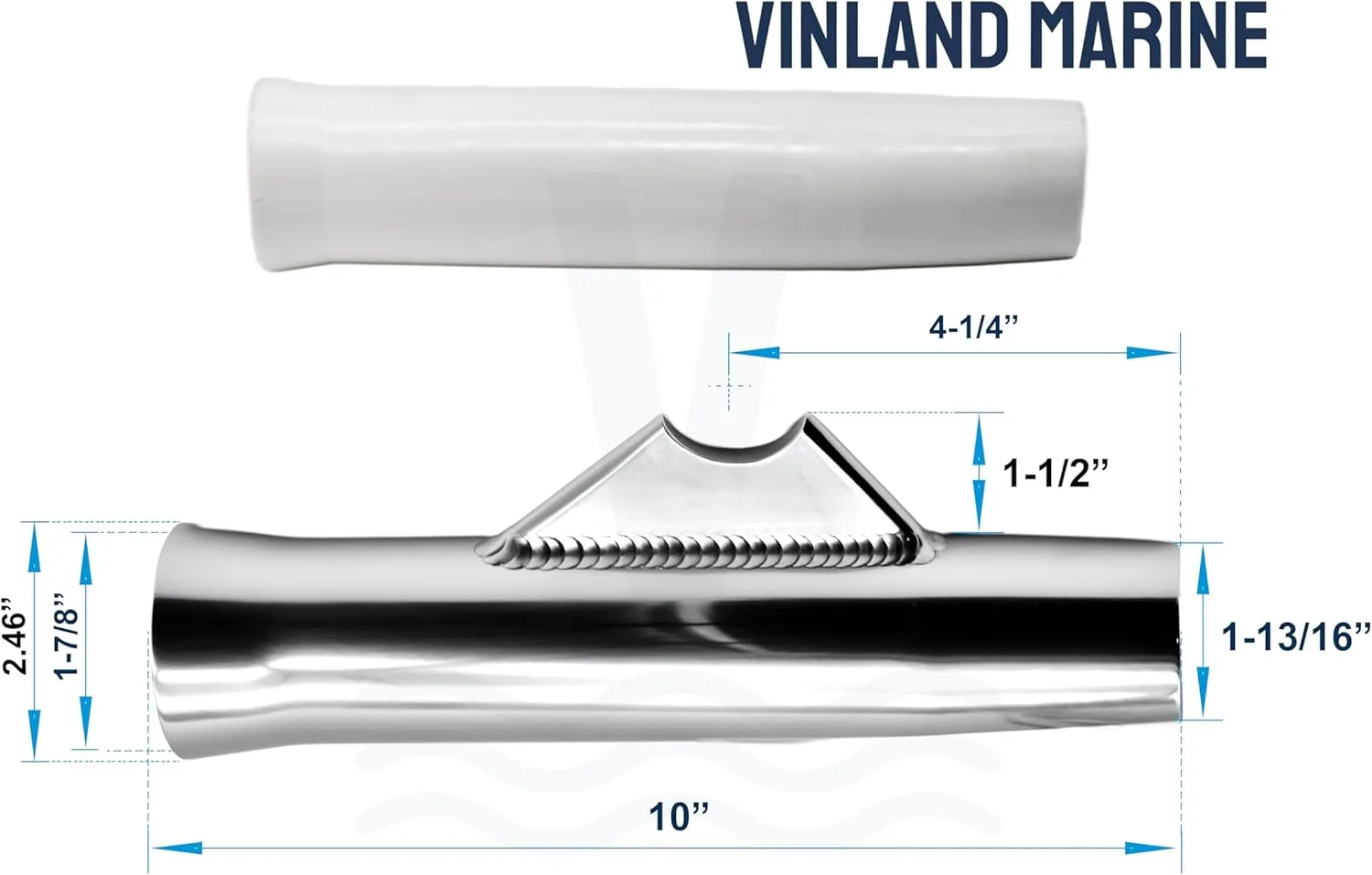 Vinland Marine Weld-on Aluminum Rod Holder w/PVC Liner, for Fishing T-Top, Aluminum Boat, Tig Weld Rod Holder