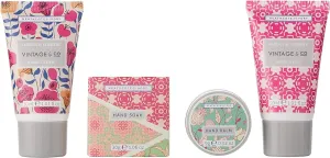Vintage & Co Fabric & Flowers Hand Care Gift Set | 30ml Hand Cream, 30ml Hand Wash, 30g Hand Soak & 9g Hand Balm | Vegan Friendly | Travel Friendly Sizes