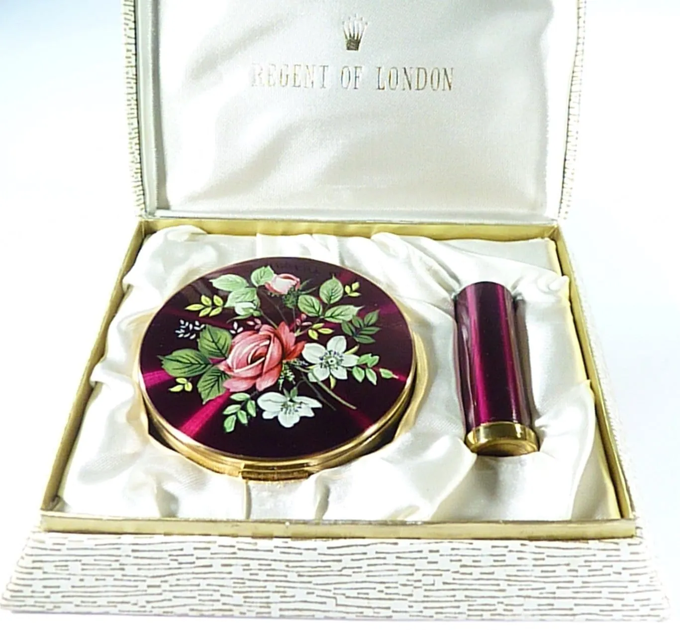 Vintage Compact And Lipstick Case Unused Regent Of London Set 1950s