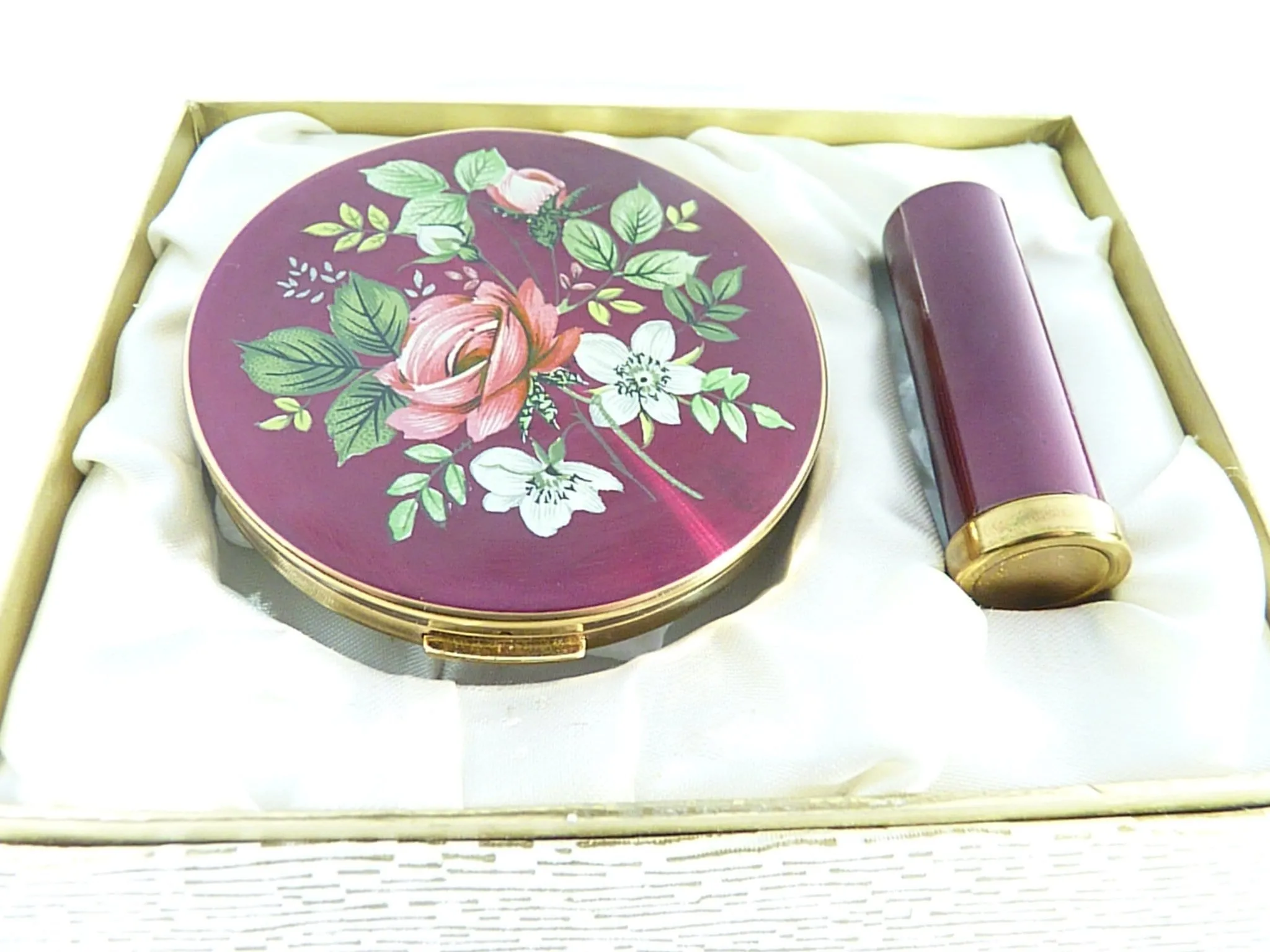 Vintage Compact And Lipstick Case Unused Regent Of London Set 1950s