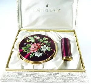 Vintage Compact And Lipstick Case Unused Regent Of London Set 1950s