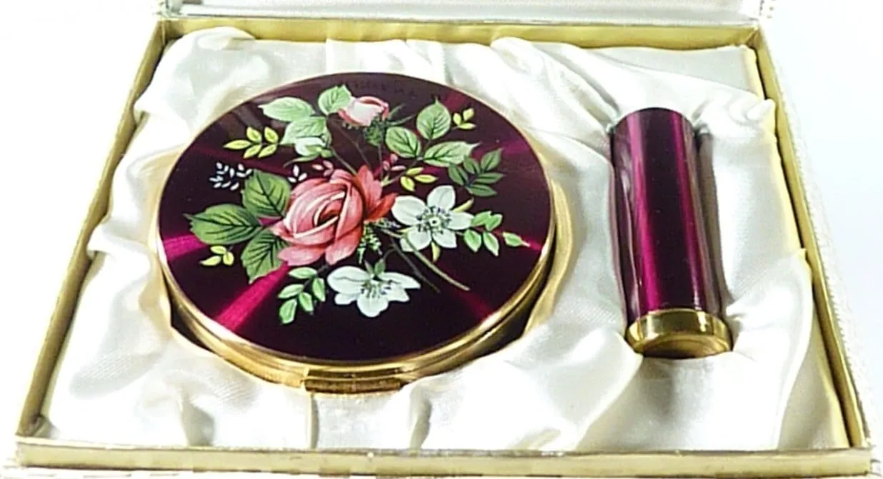 Vintage Compact And Lipstick Case Unused Regent Of London Set 1950s