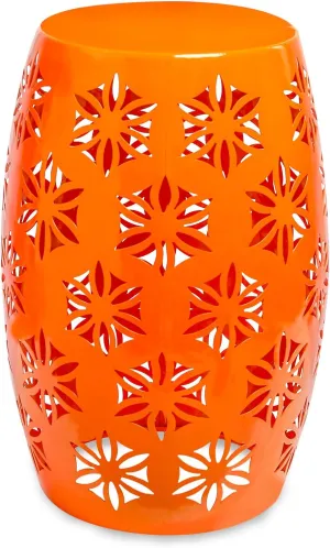 Vipush Outdoor Lace Cut Iron Side Table, Patio Garden Stool Coffee End Table Nightstand for Small Spaces, Living Room, Front Porch, Poolside, Orange