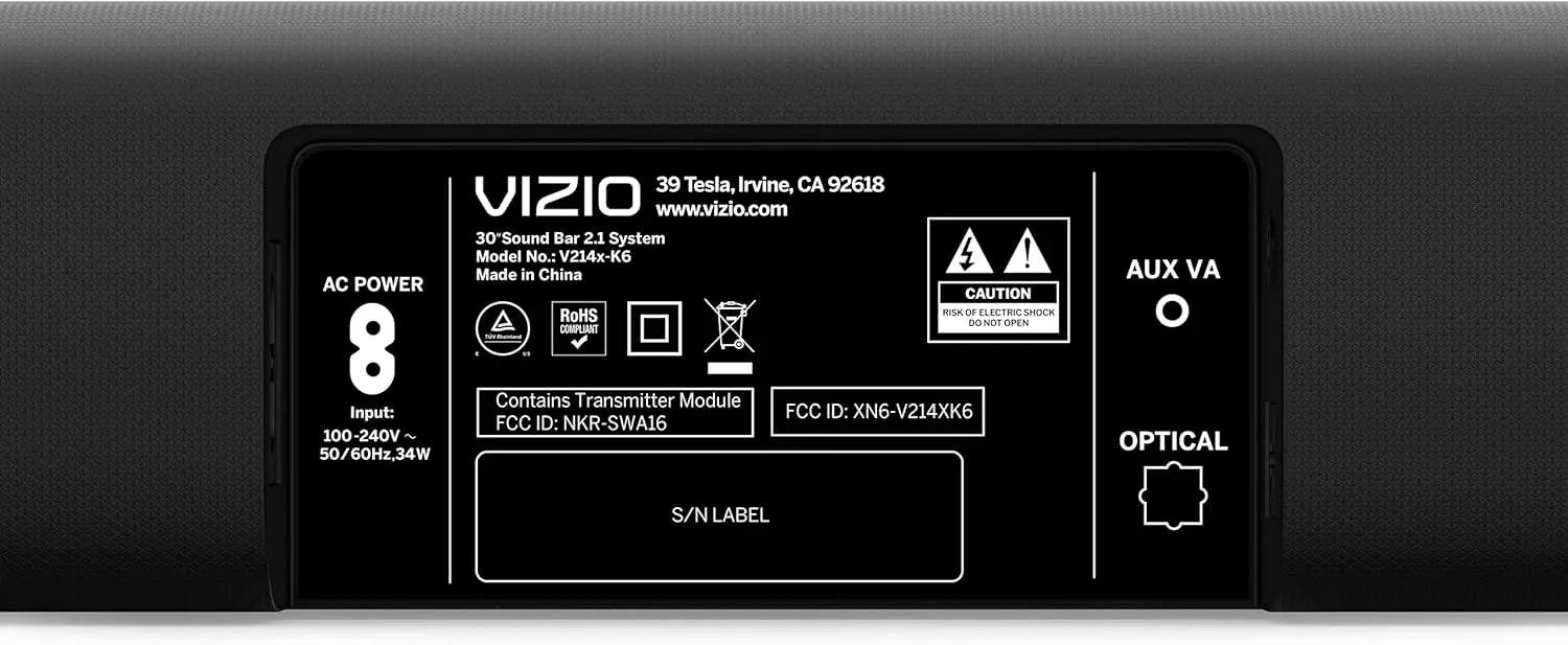 VIZIO V-Series 2.1 Home Theater Sound Bar with DTS Virtual:X, Wireless Subwoofer and Alexa Compatibility, V214x-K6, 2023 Model
