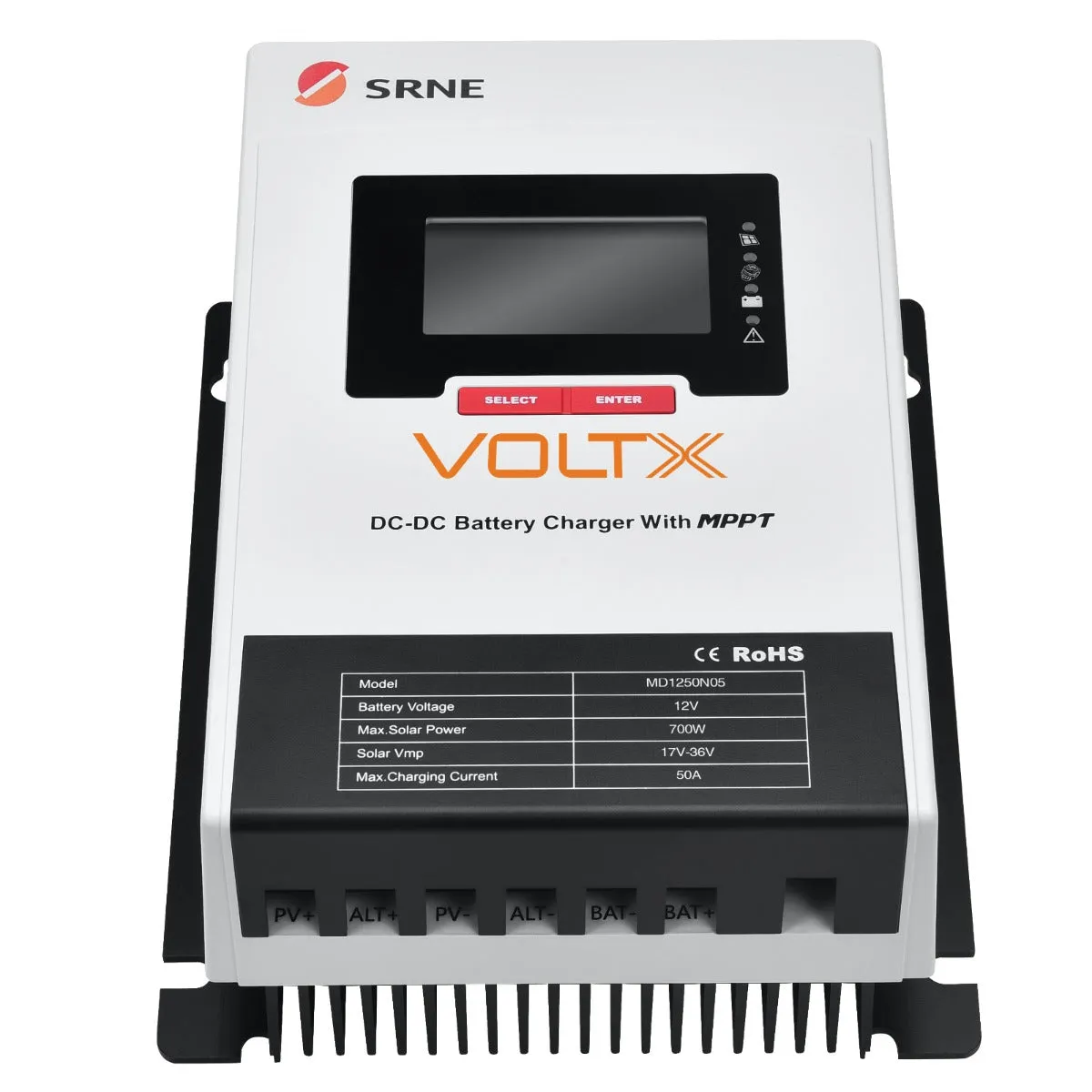 VoltX SRNE 12V 50A DC-DC MPPT LiFePO4 Battery Charger