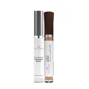 Volumen para labios, cejas y pestañas - Natuhaim Volumizing Lash & Brow Serum and Lip Gloss Set, 0.14 oz