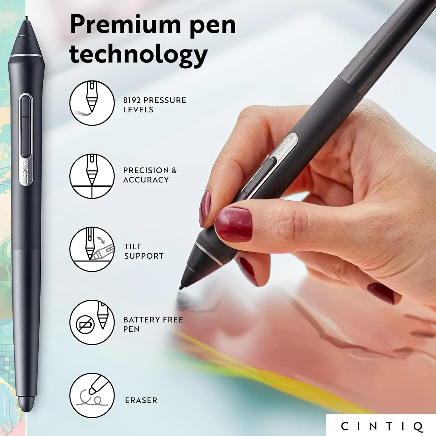Wacom Cintiq 22 Drawing Tablet with Screen, 21.5" Full HD Display Graphic Arts Tablet Includes Pro Pen 2 w/ Tilt Response, Graphic Design Animation Display Pad for Mac, PC