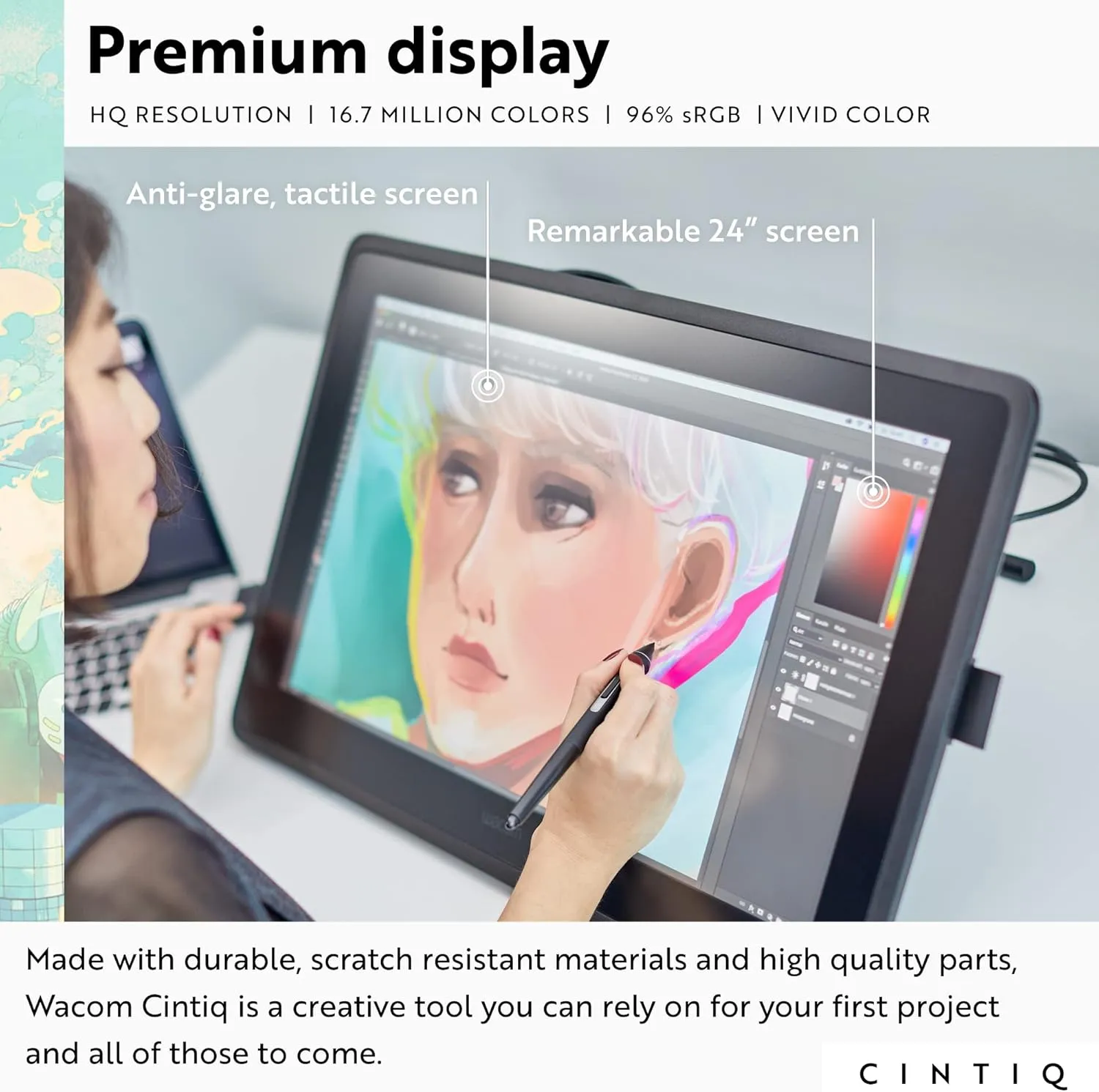 Wacom Cintiq 22 Drawing Tablet with Screen, 21.5" Full HD Display Graphic Arts Tablet Includes Pro Pen 2 w/ Tilt Response, Graphic Design Animation Display Pad for Mac, PC