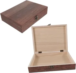 Wakauto Wooden Storage Box Set 2pcs Lidded Craft Organizer Hinged Lid Keepsake Organizer Box for Jewelry Eyeglasses Watches