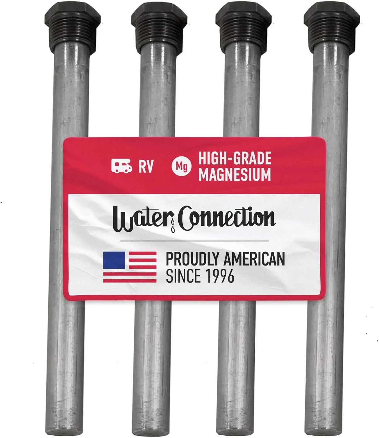 Water Connection, Anode Rod for RV Water Heater (4 Pack), RV Water Heater Anode Rod, Magnesium Anode Rod, Suburban Anode rod, Suburban & Mor-Flo RV Water Heater parts, 3/4" NPT x 9-1/4" Long