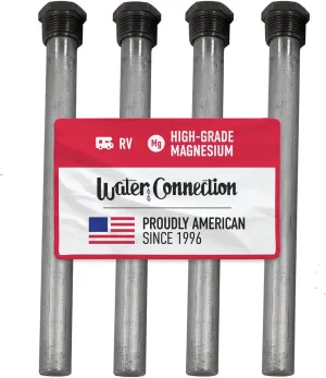 Water Connection, Anode Rod for RV Water Heater (4 Pack), RV Water Heater Anode Rod, Magnesium Anode Rod, Suburban Anode rod, Suburban & Mor-Flo RV Water Heater parts, 3/4" NPT x 9-1/4" Long