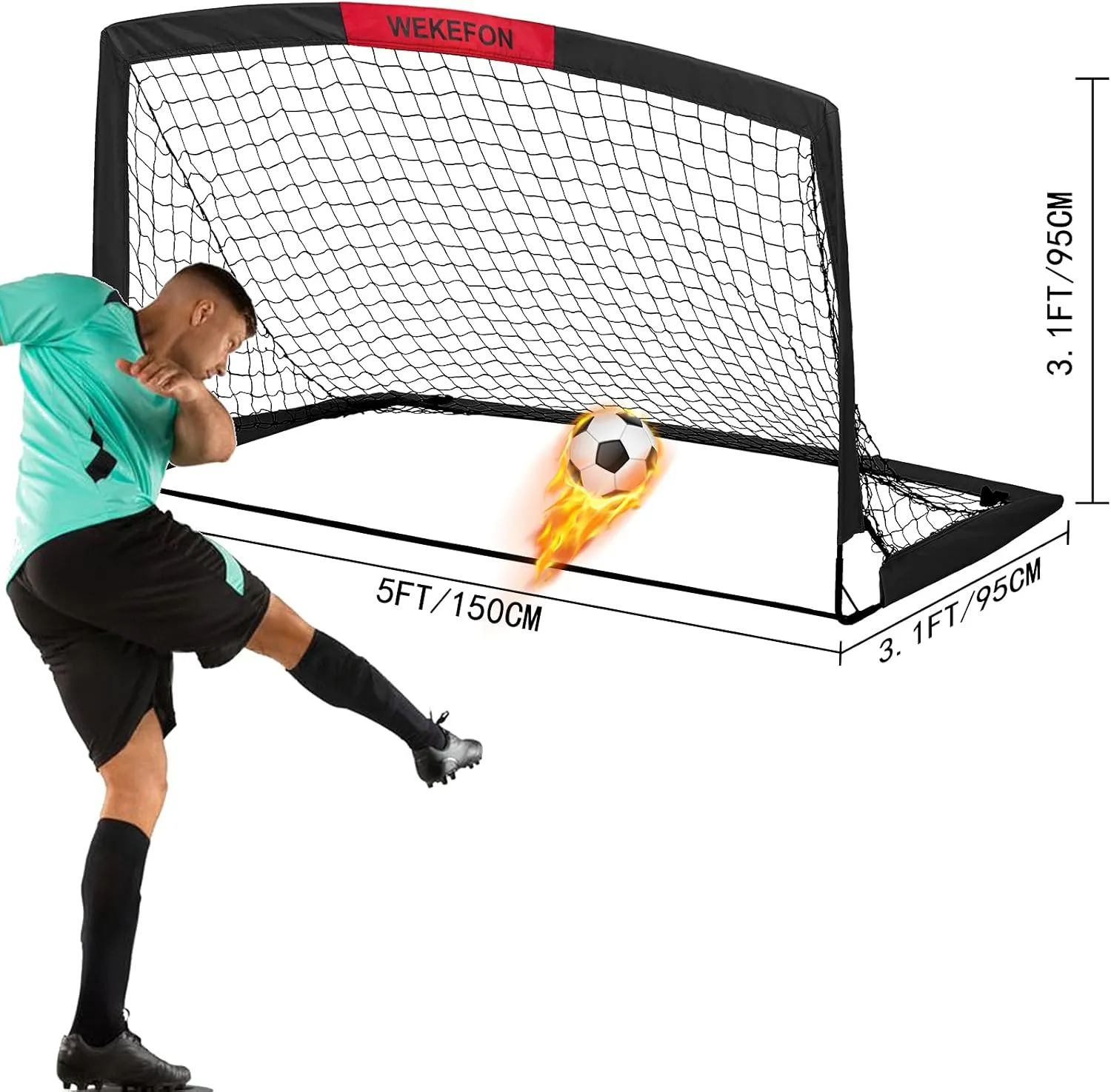 WEKEFON Soccer Goal, 5' x 3.1' Portable Soccer Net with Carry Bag for Backyard Games and Training for Adults and Youth Soccer Practice