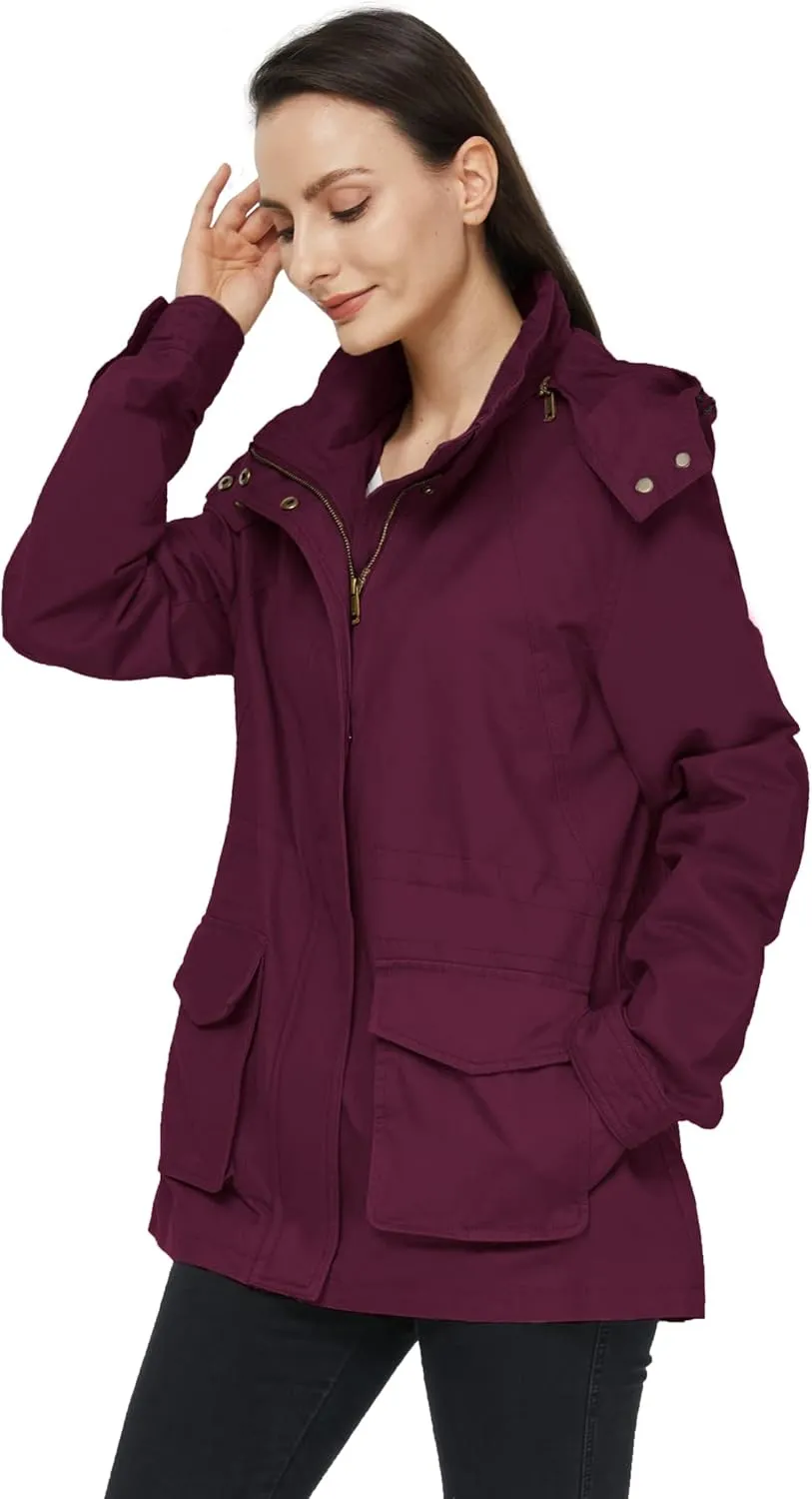 WenVen Women's Anorak Military Jacket Lightweight Casual Cotton Coat with Hood