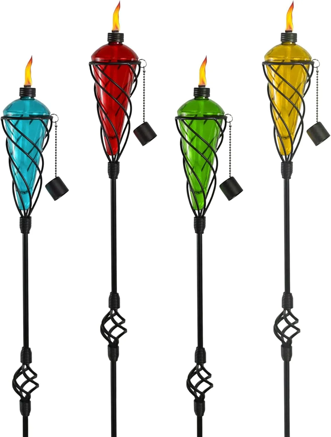 Westcharm 8" Replacement Garden Torch Glass Canister with Fiberglass Wick and Metal Snuffer ONLY - Red