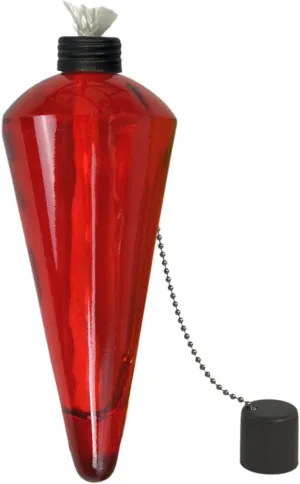 Westcharm 8" Replacement Garden Torch Glass Canister with Fiberglass Wick and Metal Snuffer ONLY - Red