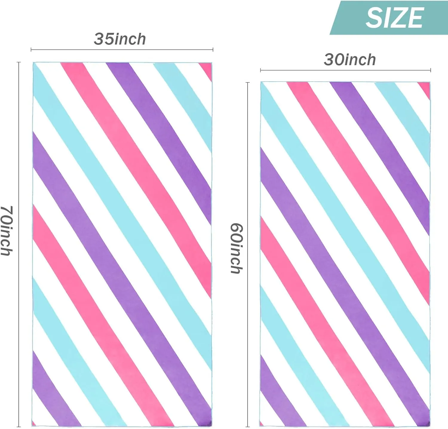 Whale Flotilla 4 Pack Quick Dry Beach Towels Oversized (35"x70"), Microfiber Sand-Free Beach Towel Set, Extra Large Compact Pool Travel Accessories, Pink/Summer/Green/Orange