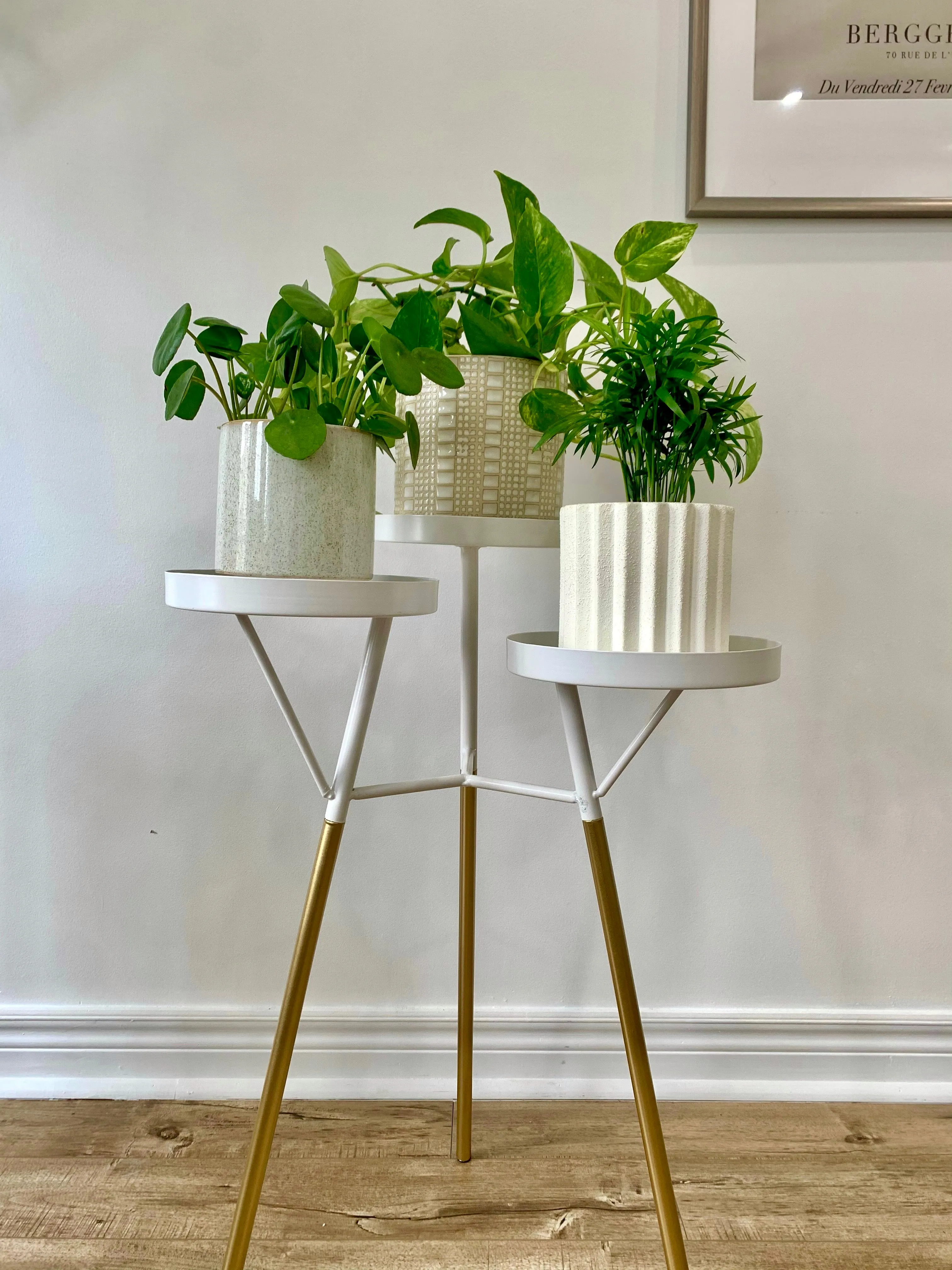 White Metal 3-Tier Plant Stand/Table