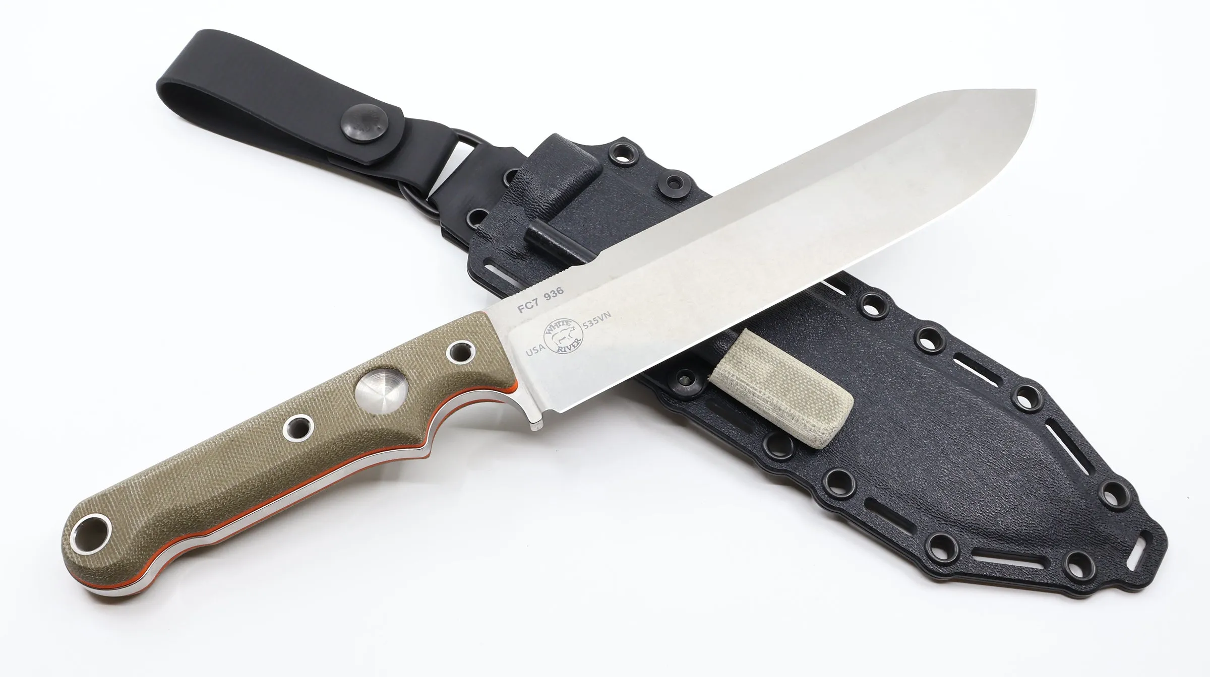 White River OD Green Handle White Stainless Steel Fixed Blade Knife - WRFC7