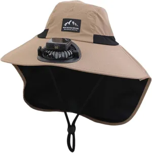 Wide Brim Solar Fan Hats for Woman, UPF 50  Solar Panel Fan Hat for Beach Hiking Outdoor Fishing Camping