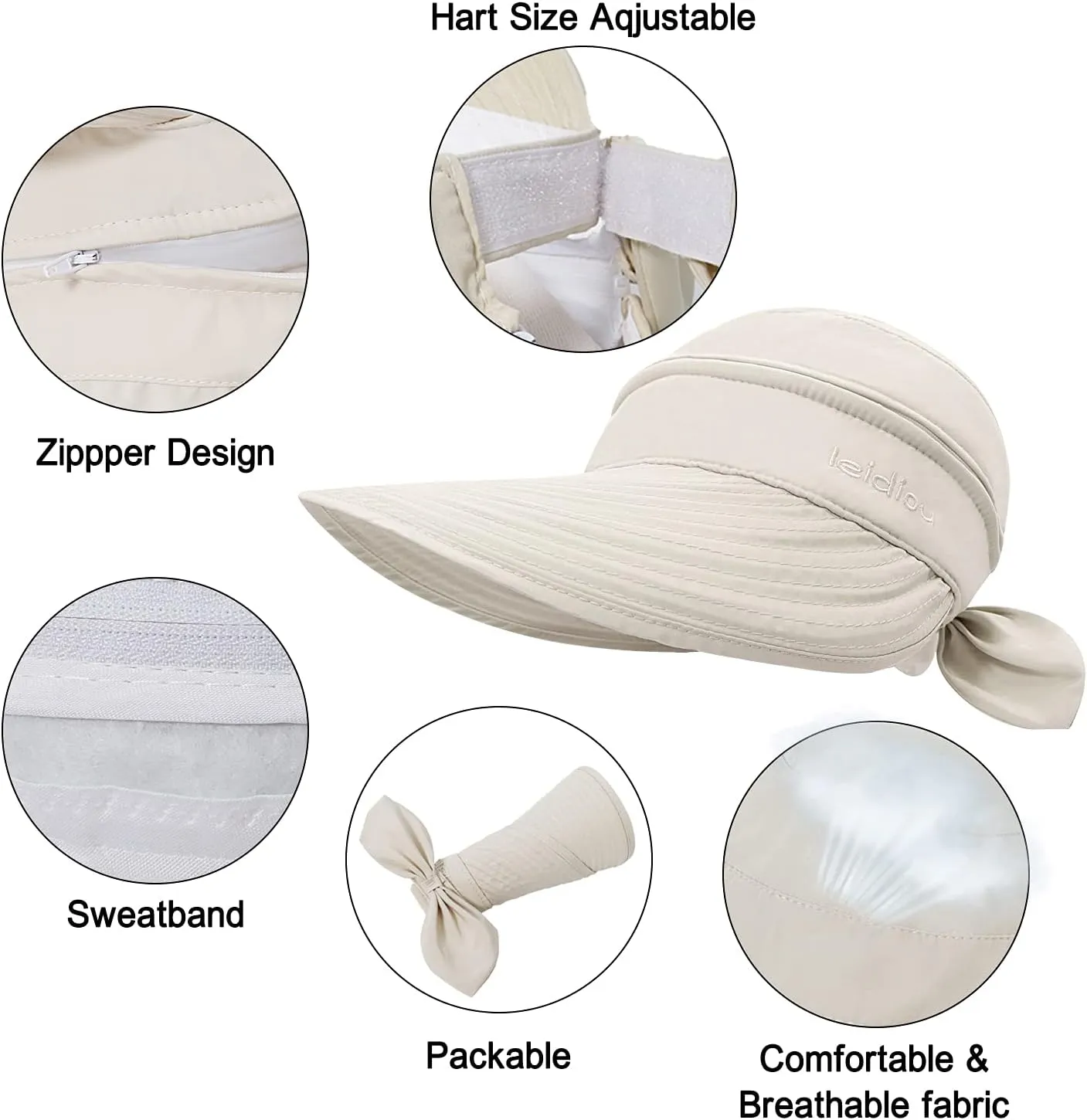 Wide Large Brim Sun Hat Summer UV Protection Thin Hat 2 in 1 Beach Sun Hat