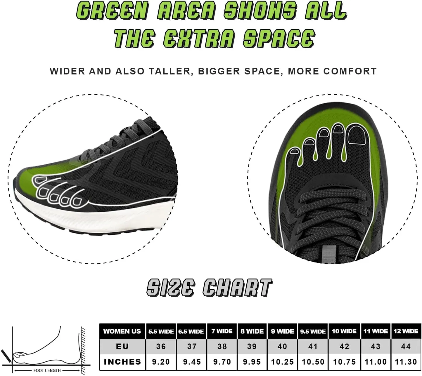 Wide Toe Box Sneakers for Women - Extra Wide Width Lightweight Running Shoes, Breathable Walking Tennis Shoes with Arch Support and Non-Slip Rubber Outsole