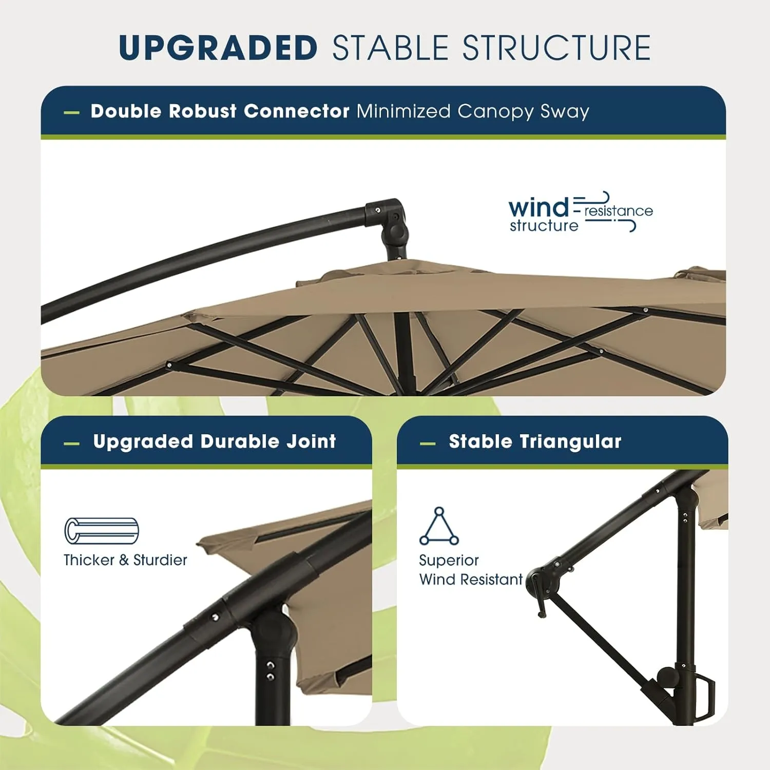 wikiwiki 10ft Patio Umbrellas Offset Outdoor Umbrella Cantilever Hanging Umbrellas w/Infinite Tilt, Fade Resistant Waterproof RECYCLED FABRIC Canopy & Cross Base, for Yard, Garden & Deck, Tan