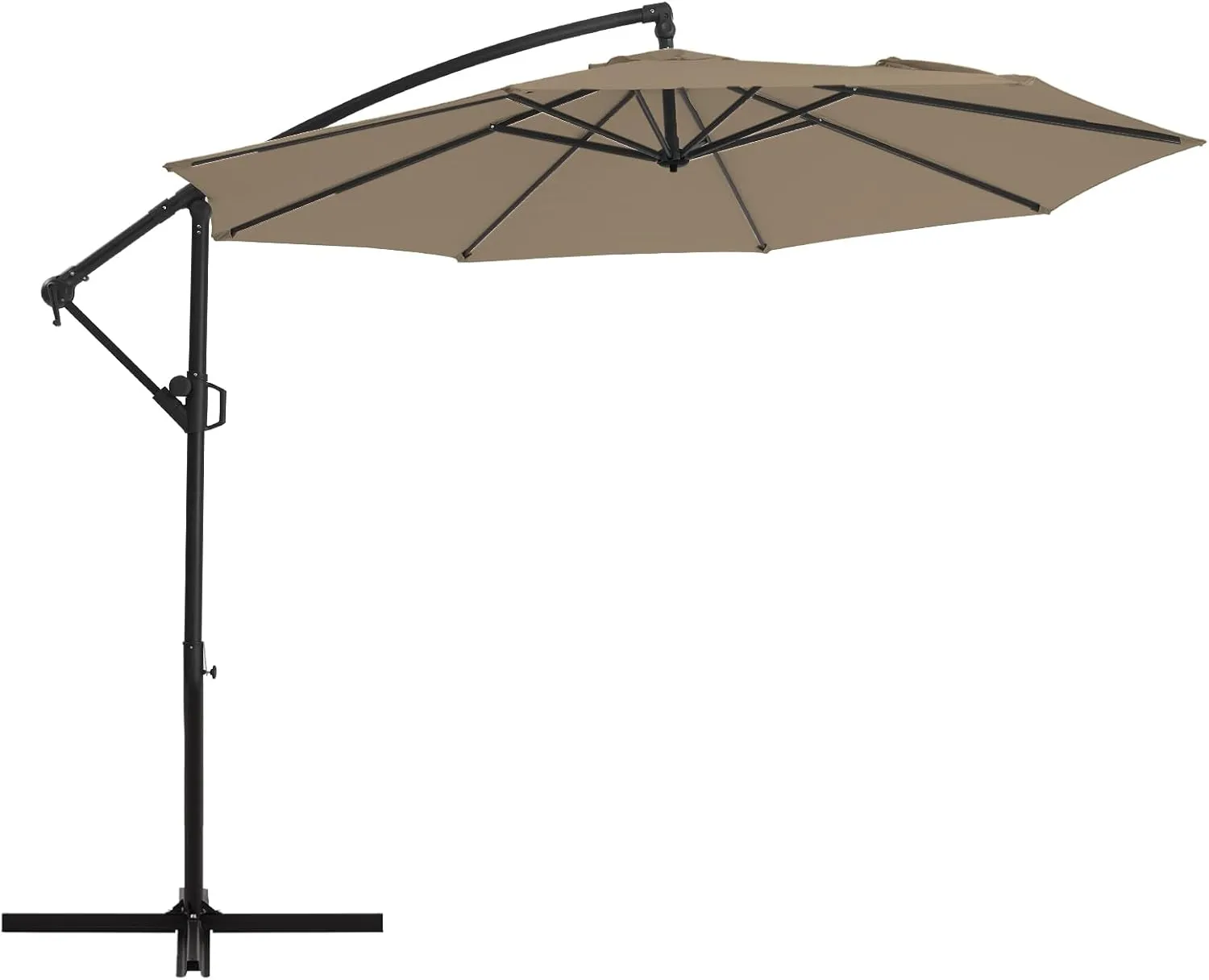 wikiwiki 10ft Patio Umbrellas Offset Outdoor Umbrella Cantilever Hanging Umbrellas w/Infinite Tilt, Fade Resistant Waterproof RECYCLED FABRIC Canopy & Cross Base, for Yard, Garden & Deck, Tan