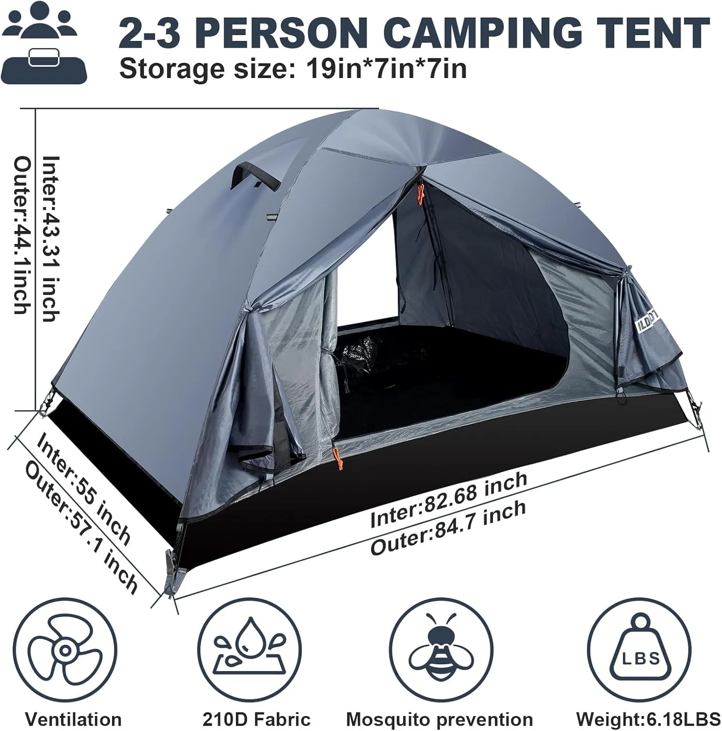 WILDROOTS Backpacking Tent, Mountain Hiking Tent for 2 Person, 4 Season Lightweight Camping Tent