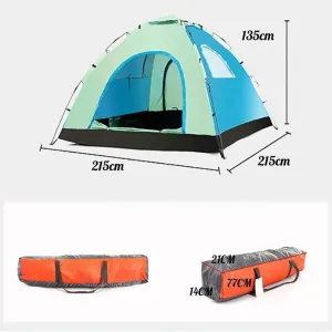 Windproof Family Tent 3-4 Person Camping-Tents Portable Waterproof Tents for Camping Hiking Outdoor Activities Blue