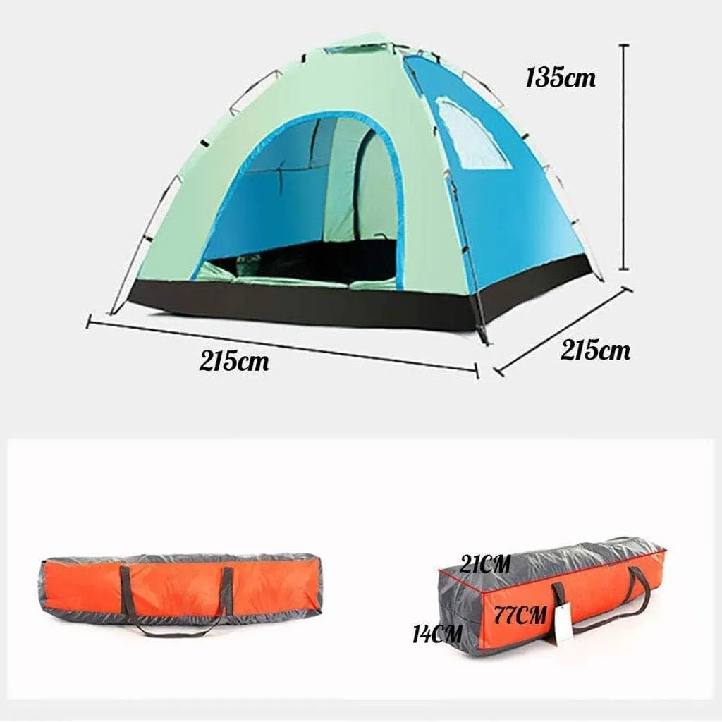 Windproof Family Tent 3-4 Person Camping-Tents Portable Waterproof Tents for Camping Hiking Outdoor Activities Blue