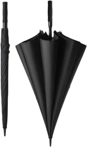 Windproof Umbrella Large Golf Umbrellas for Rain 49/53/59 Inch 8 Ribs,One-Click Automatic Open and Close,Double Canopy Oversized Vented Stick Umbrellas for Men and W black-125cm