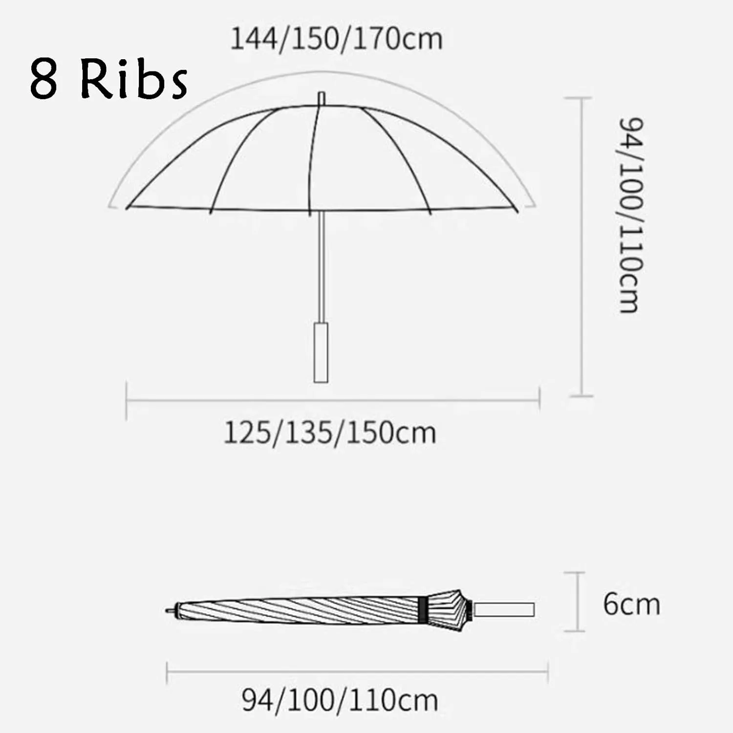 Windproof Umbrella Large Golf Umbrellas for Rain 49/53/59 Inch 8 Ribs,One-Click Automatic Open and Close,Double Canopy Oversized Vented Stick Umbrellas for Men and W black-125cm