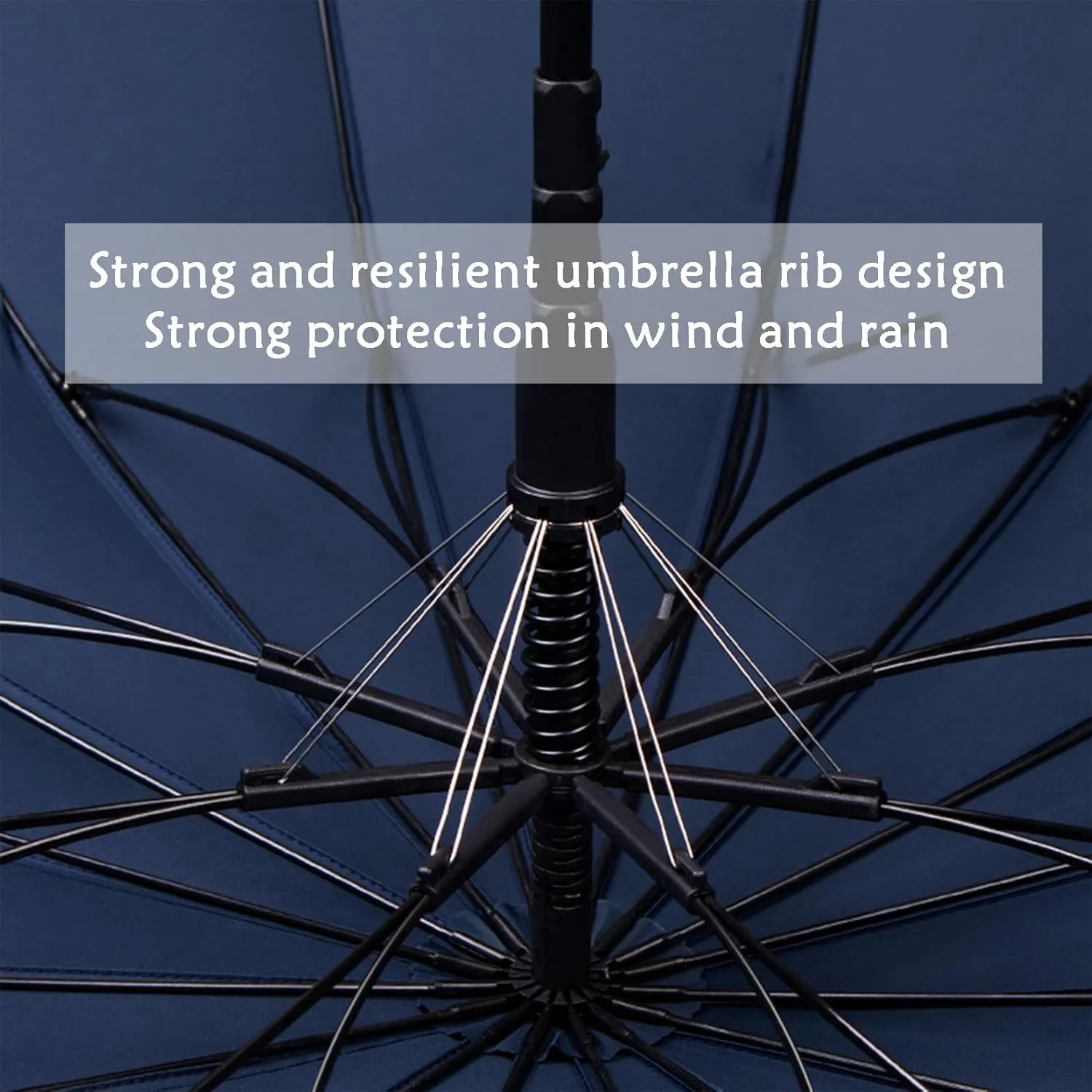 Windproof Umbrella Large Golf Umbrellas for Rain 49/53/59 Inch 8 Ribs,One-Click Automatic Open and Close,Double Canopy Oversized Vented Stick Umbrellas for Men and W black-125cm