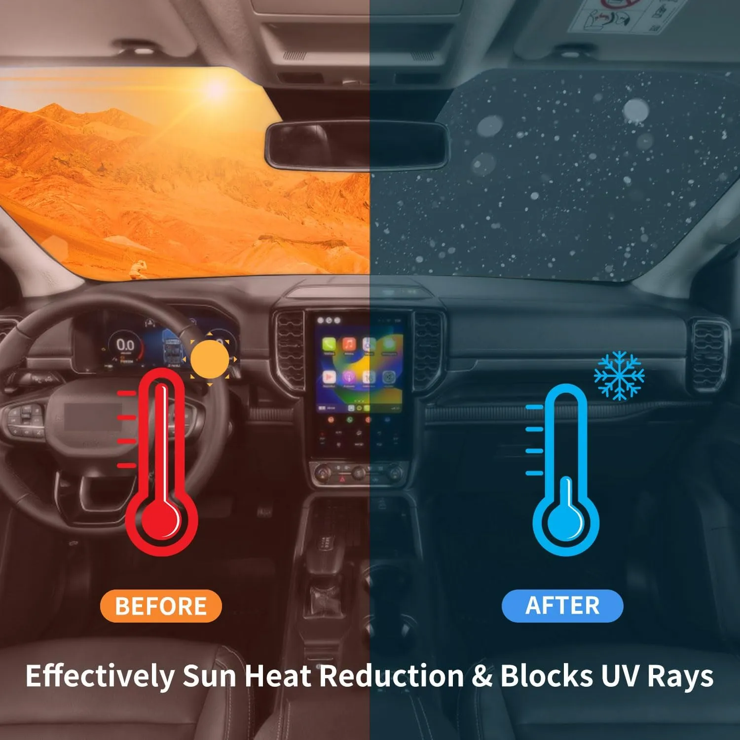 Windshield Sun Shade for 2018-2025 Chevy Traverse (LS, LT, RS, Redline, Premier, High Country), Front Window Sunshade for Chevrolet Traverse, Folable Sun Visor Cover Block Out Rays & Heat