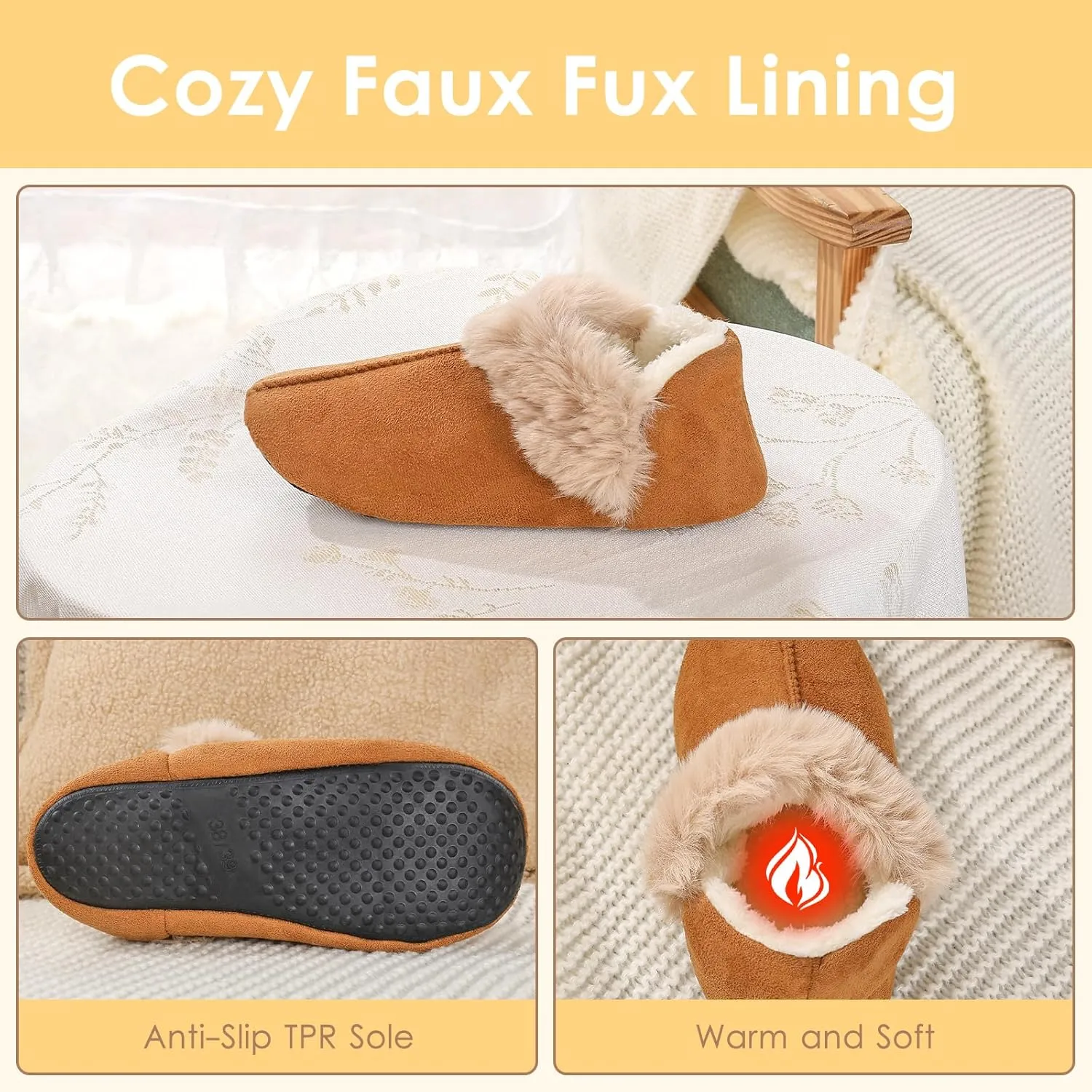 Winter Warm Floor Slippers for Women Man, Unisex Cozy Comfy Home Bedroom Shoes with Soft Sole, Plush Lightweight House Slippers