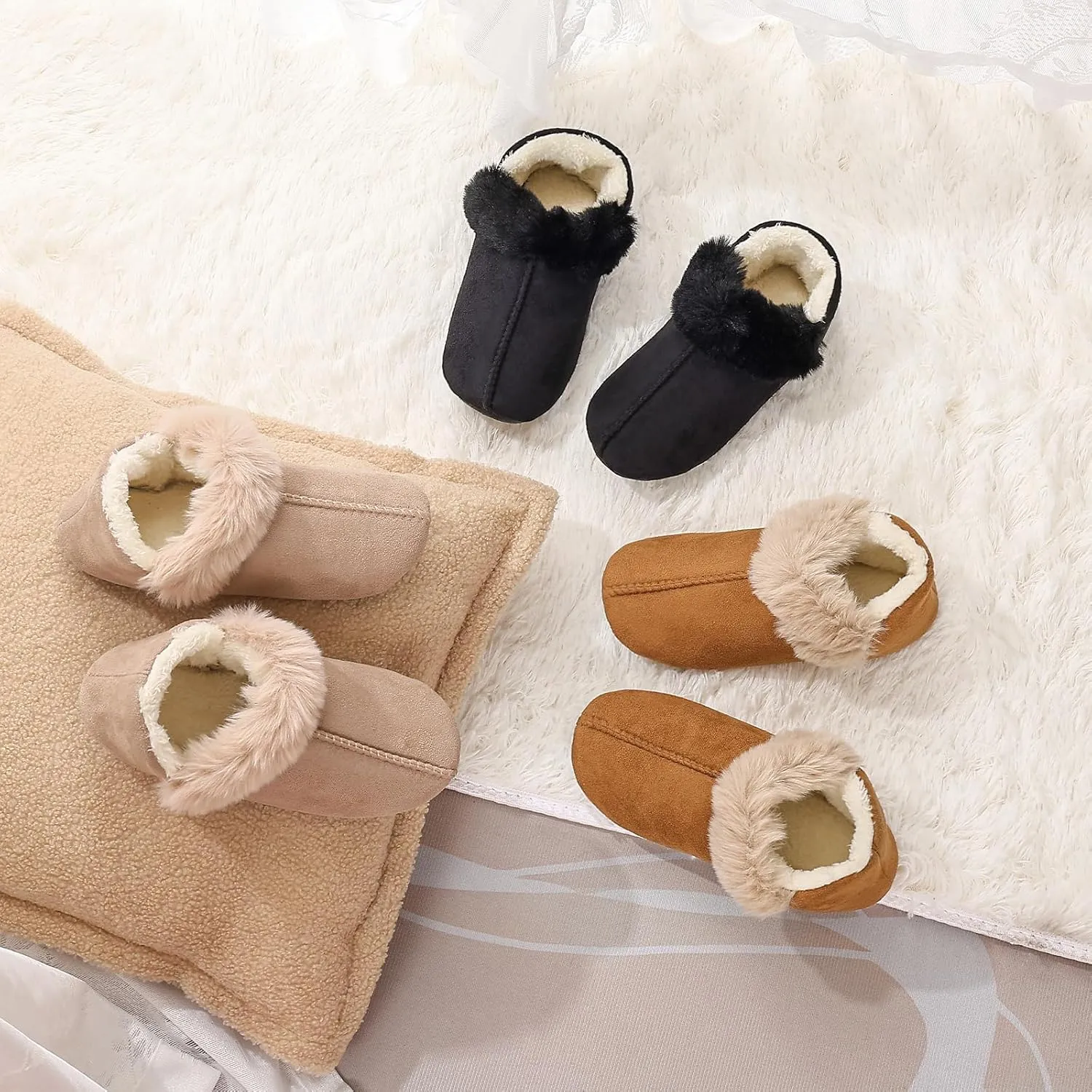 Winter Warm Floor Slippers for Women Man, Unisex Cozy Comfy Home Bedroom Shoes with Soft Sole, Plush Lightweight House Slippers