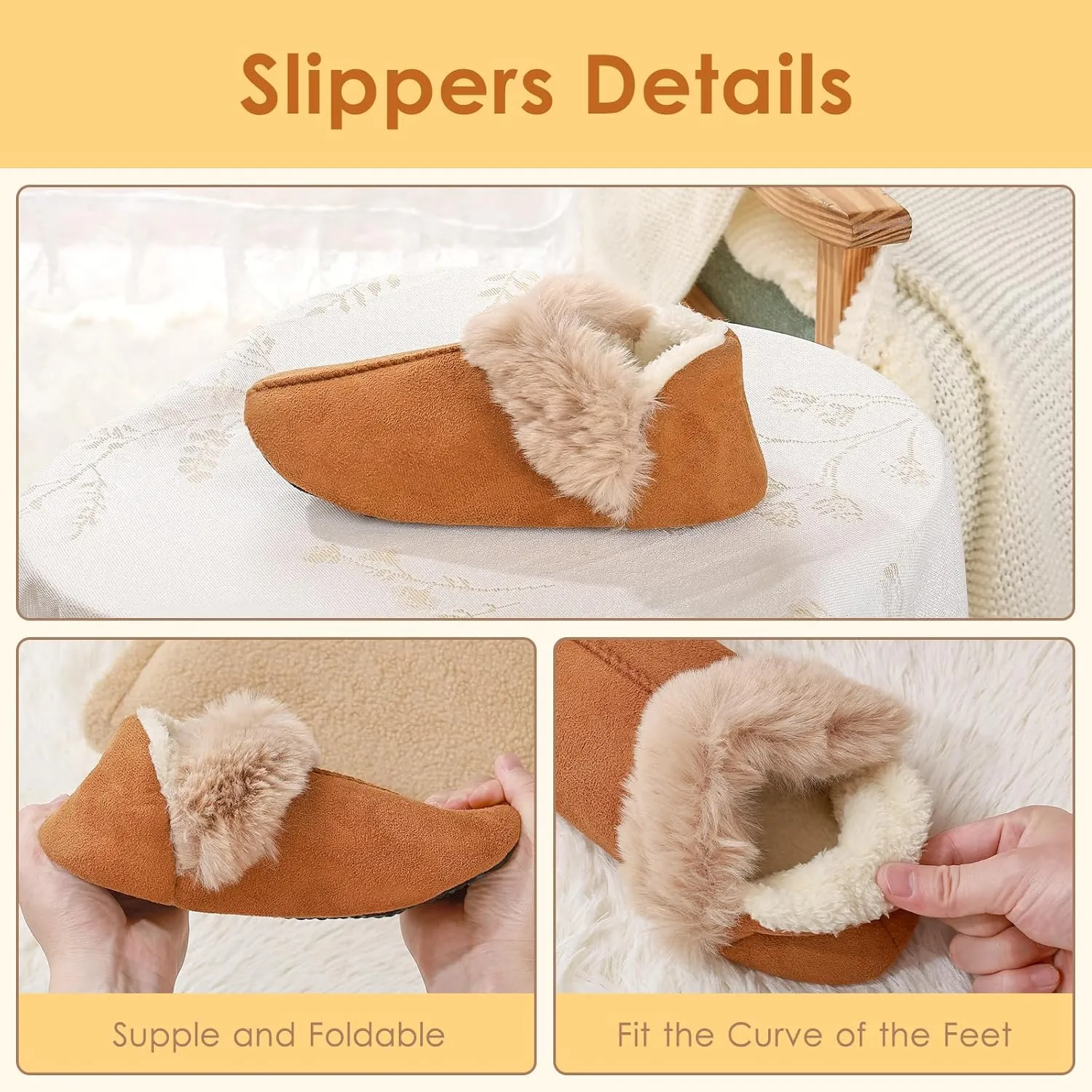 Winter Warm Floor Slippers for Women Man, Unisex Cozy Comfy Home Bedroom Shoes with Soft Sole, Plush Lightweight House Slippers