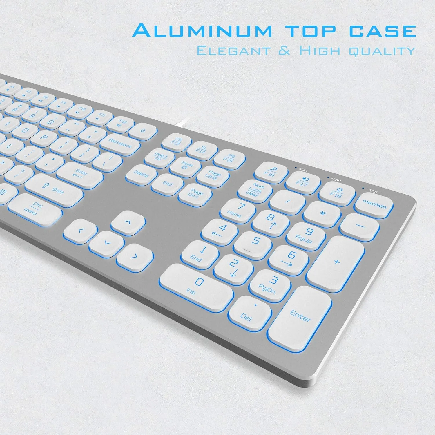 Wireless Keyboard and Mouse Combo, Ultra Slim Compact Full Size Wireless Keyboard and Mouse Set 2.4G Ultra-Thin Sleek Design for Windows, Mac, Computer, Desktop, PC, Notebook (USB, KB770-Silver White)