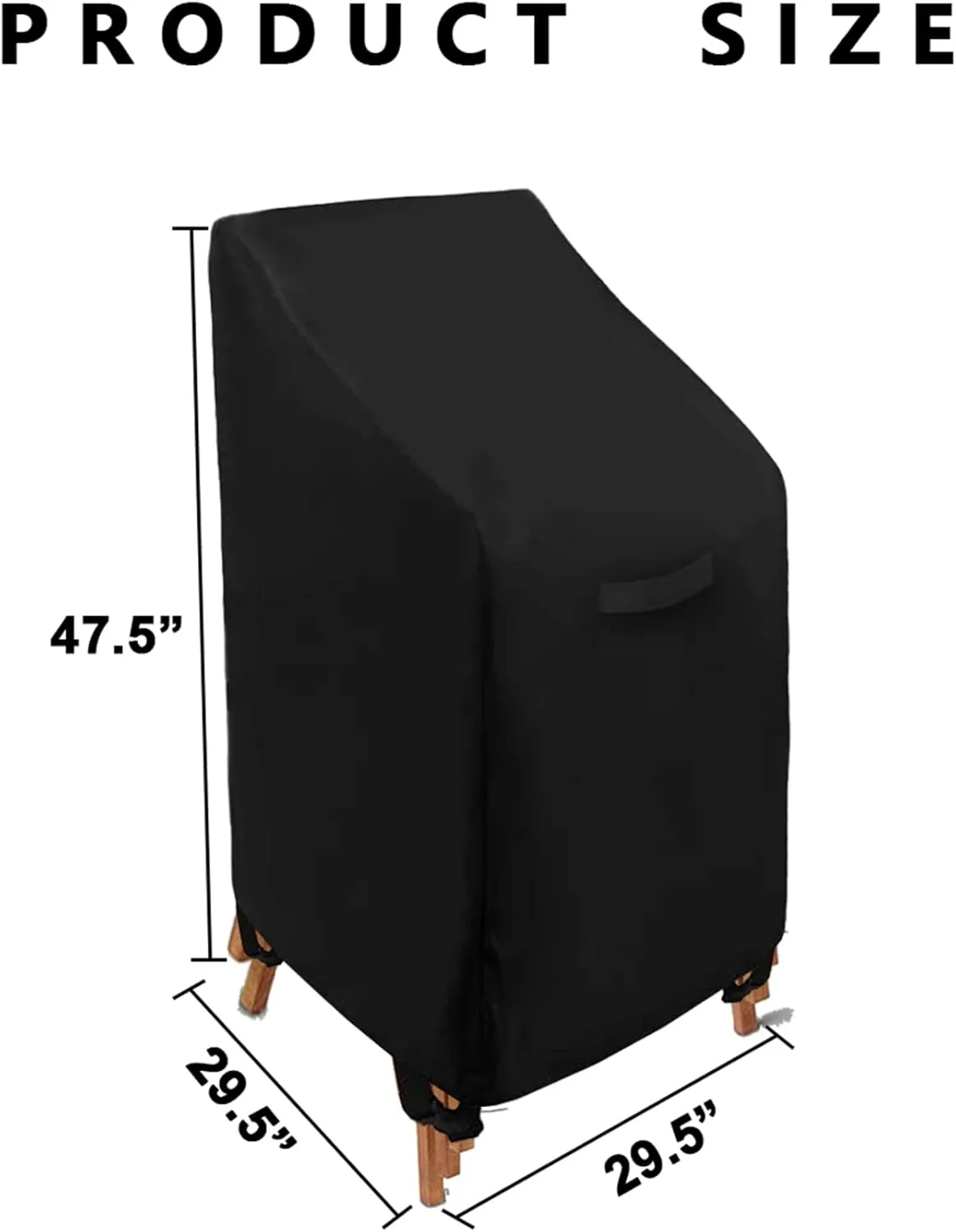 WOMACO Stackable Patio Chair Cover 2 Pack Waterproof Outdoor Stacking High Back Chair Cover Water Resistant Outside Furniture Tall Chair Protector (2 Pack - 29.5"L X 29.5"W X 47"H, Black)