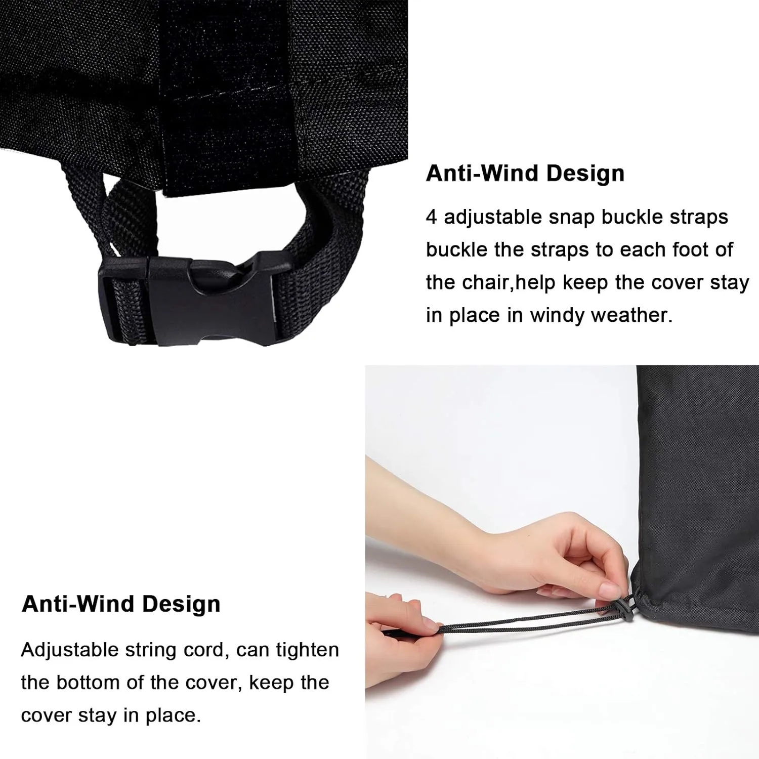 WOMACO Stackable Patio Chair Cover 2 Pack Waterproof Outdoor Stacking High Back Chair Cover Water Resistant Outside Furniture Tall Chair Protector (2 Pack - 29.5"L X 29.5"W X 47"H, Black)