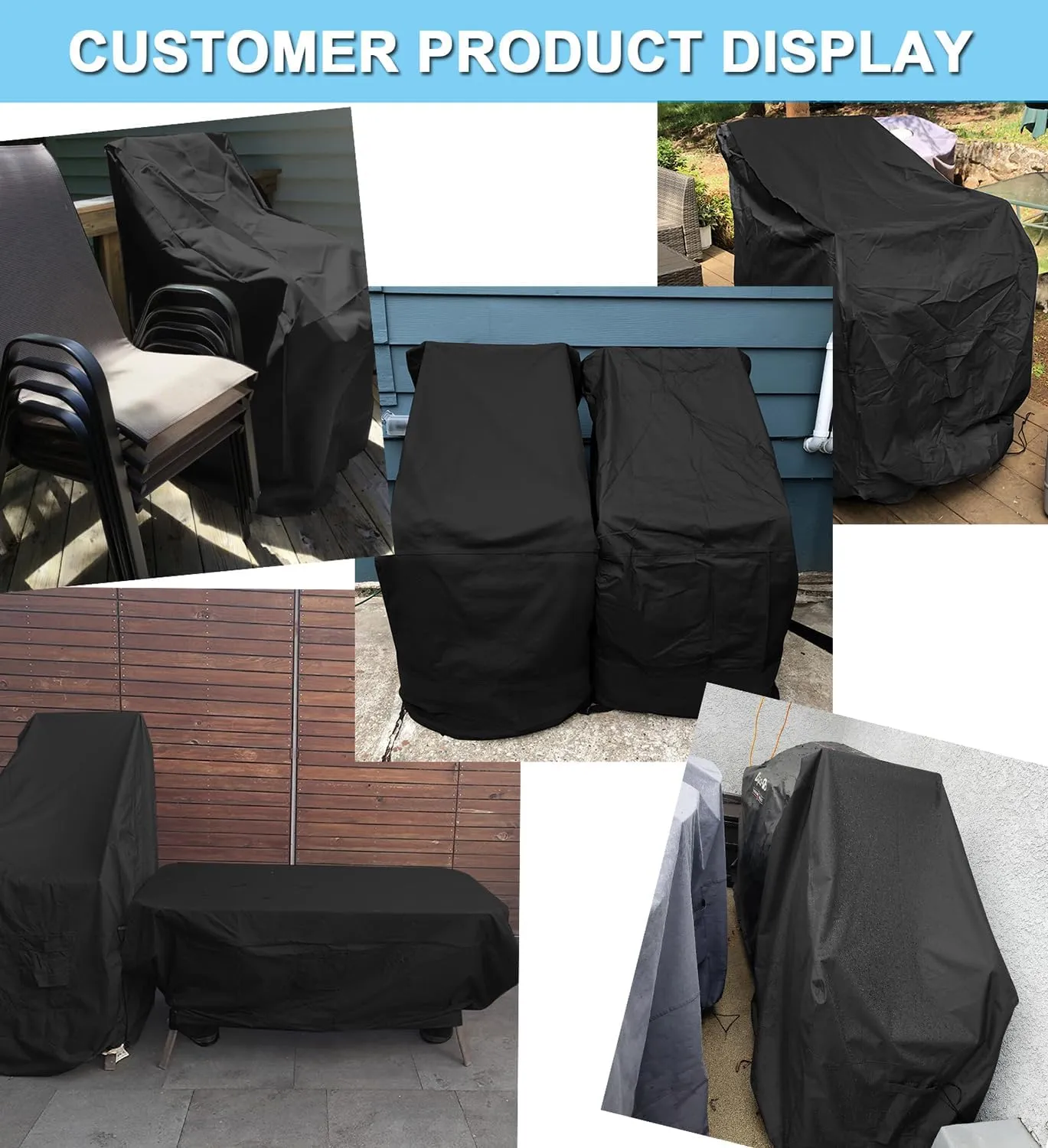 WOMACO Stackable Patio Chair Cover 2 Pack Waterproof Outdoor Stacking High Back Chair Cover Water Resistant Outside Furniture Tall Chair Protector (2 Pack - 29.5"L X 29.5"W X 47"H, Black)