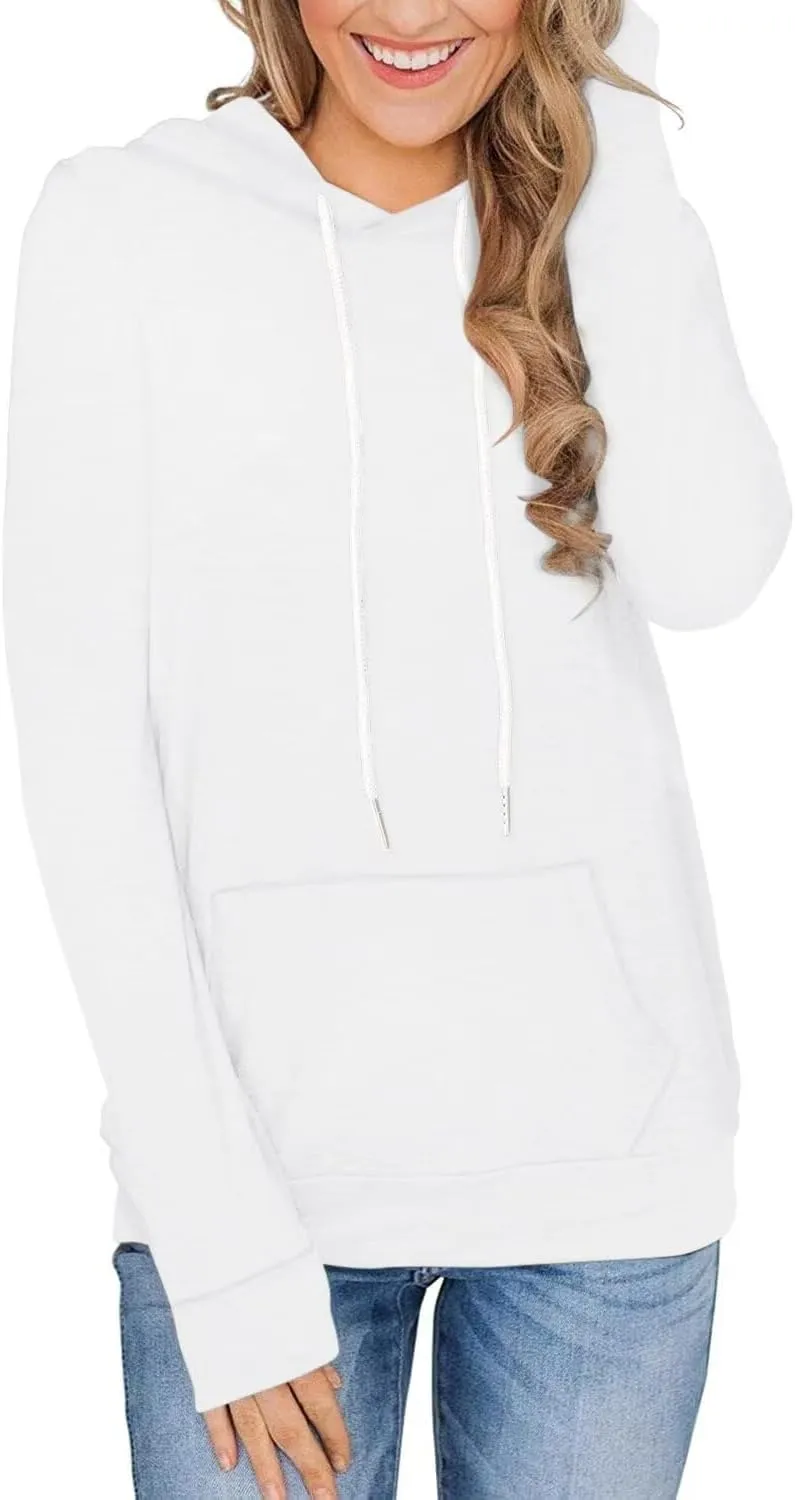 Women's Long Sleeve Hoodies Tops Lightweight Hooded Sweatshirts Pullover Casual Tunic Shirts with Pocket