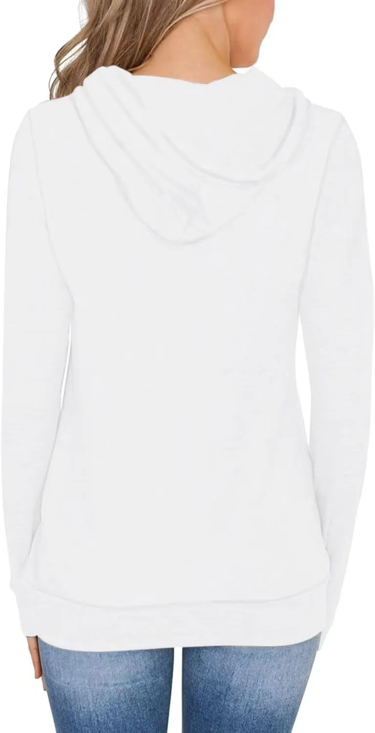 Women's Long Sleeve Hoodies Tops Lightweight Hooded Sweatshirts Pullover Casual Tunic Shirts with Pocket