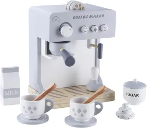 Wooden Coffee Maker Toy Set for Kids – Pretend Play Espresso Machine with Accessories – Montessori Kitchen Role Play Toy for Toddlers and Preschoolers Ages 3 