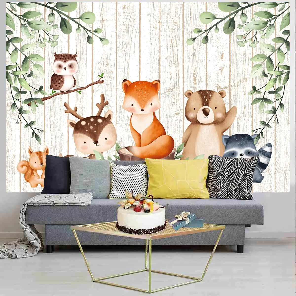 Woodland Baby Shower Backdrop, 20 x 10 ft Wild Jungle Animal Adventure Theme Background, Kids Birthday Baby Shoower Gender Reveal Photography Party Supplies Decor
