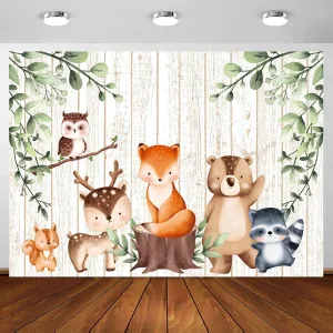 Woodland Baby Shower Backdrop, 20 x 10 ft Wild Jungle Animal Adventure Theme Background, Kids Birthday Baby Shoower Gender Reveal Photography Party Supplies Decor